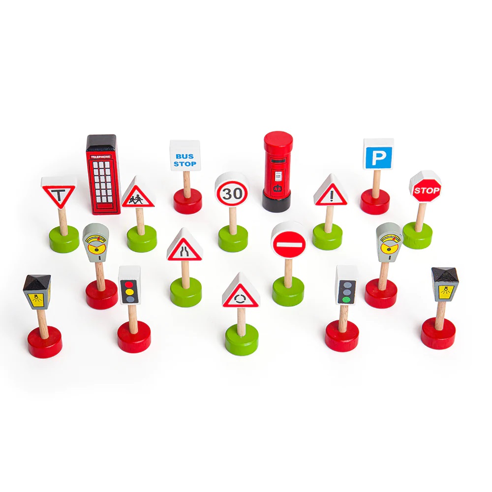 Bigjigs Rail Zestaw drewnianych znaków drogowych - obrazek 4