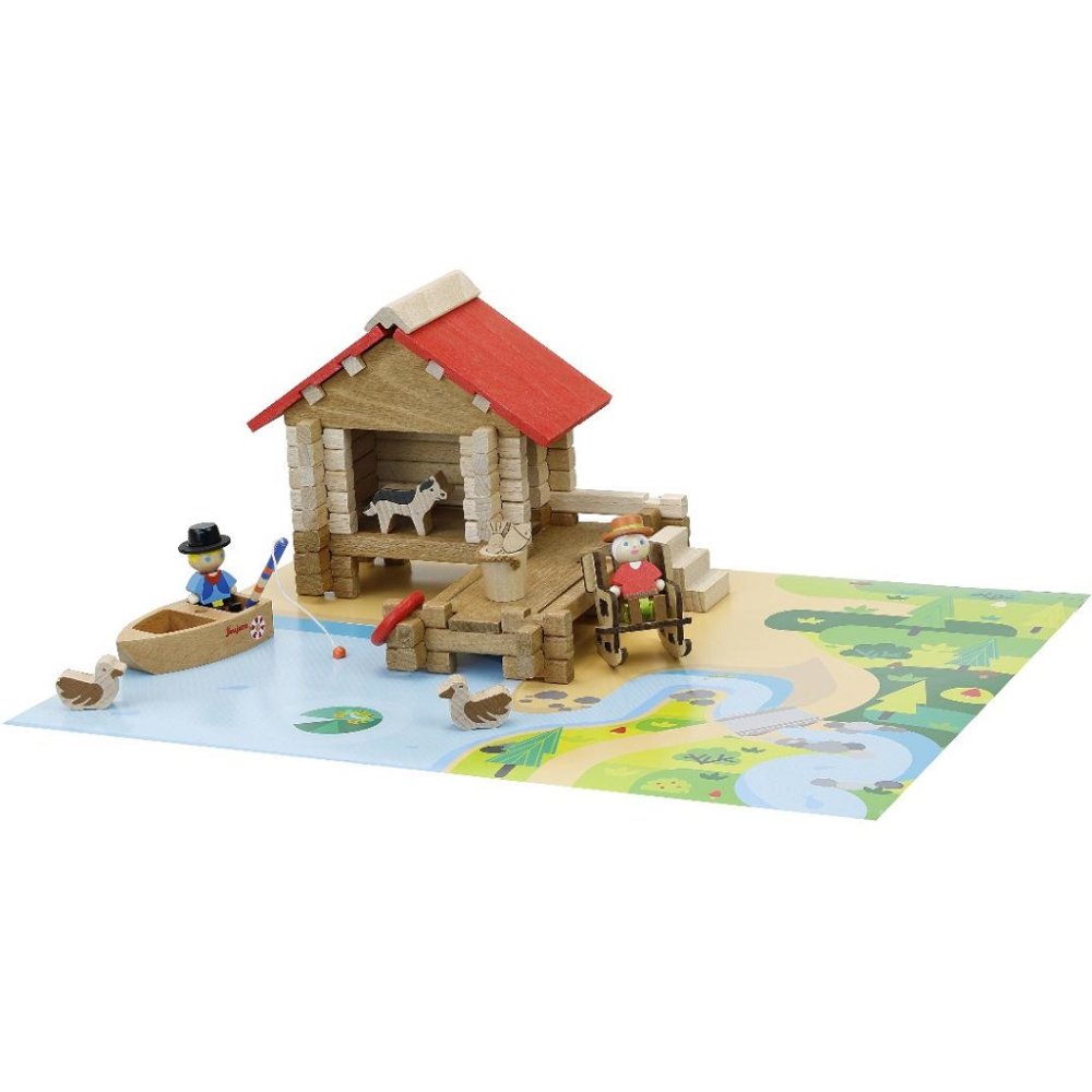 Jeujura Juego de construcción de madera 90 piezas Pescadería