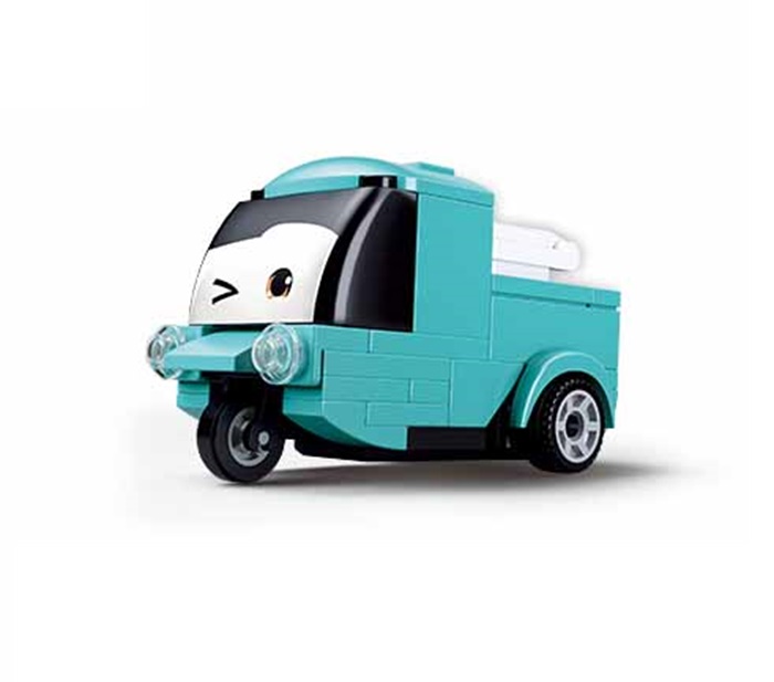 Sluban Power Bricks M38-B1072E Voiture à rétrofriction avec des yeux Camion turquoise