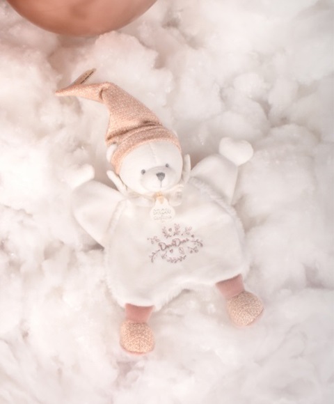 Doudou Coffret Cadeau Peluche d'attache ours avec bonnet rose 25 cm – Image 4