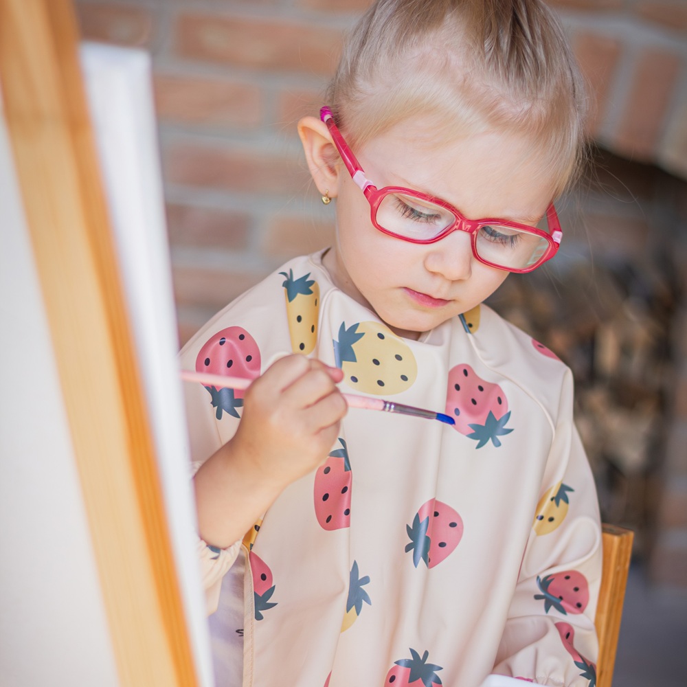 PETITE&MARS Bavoir manches longues Ben Beige Fraises – Image 4