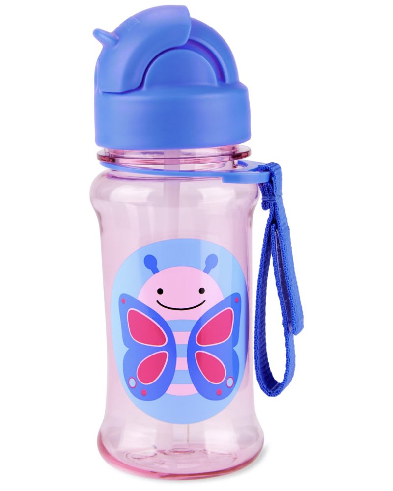 SKIP HOP Zoo Tritan Trinkflasche mit Strohhalm 355ml Schmetterling 12m+ – Bild 3