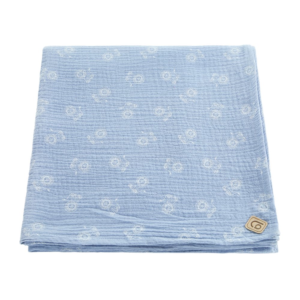 Musselintuch-Decke - hellblau
