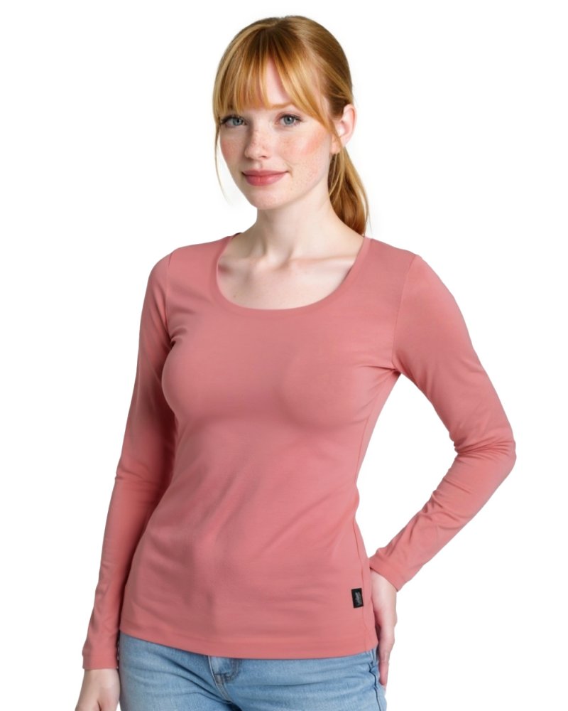 T-shirt Femme Brigita, manches longues, vieux rose L/XL