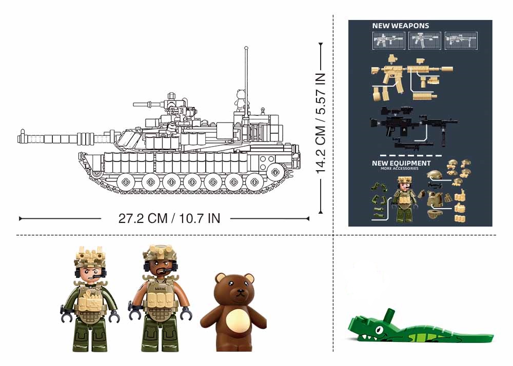 Sluban Model Bricks M38-B1365 Bitevní tank M1A2 Abrams TUSK II 2v1 (obrázek 5)