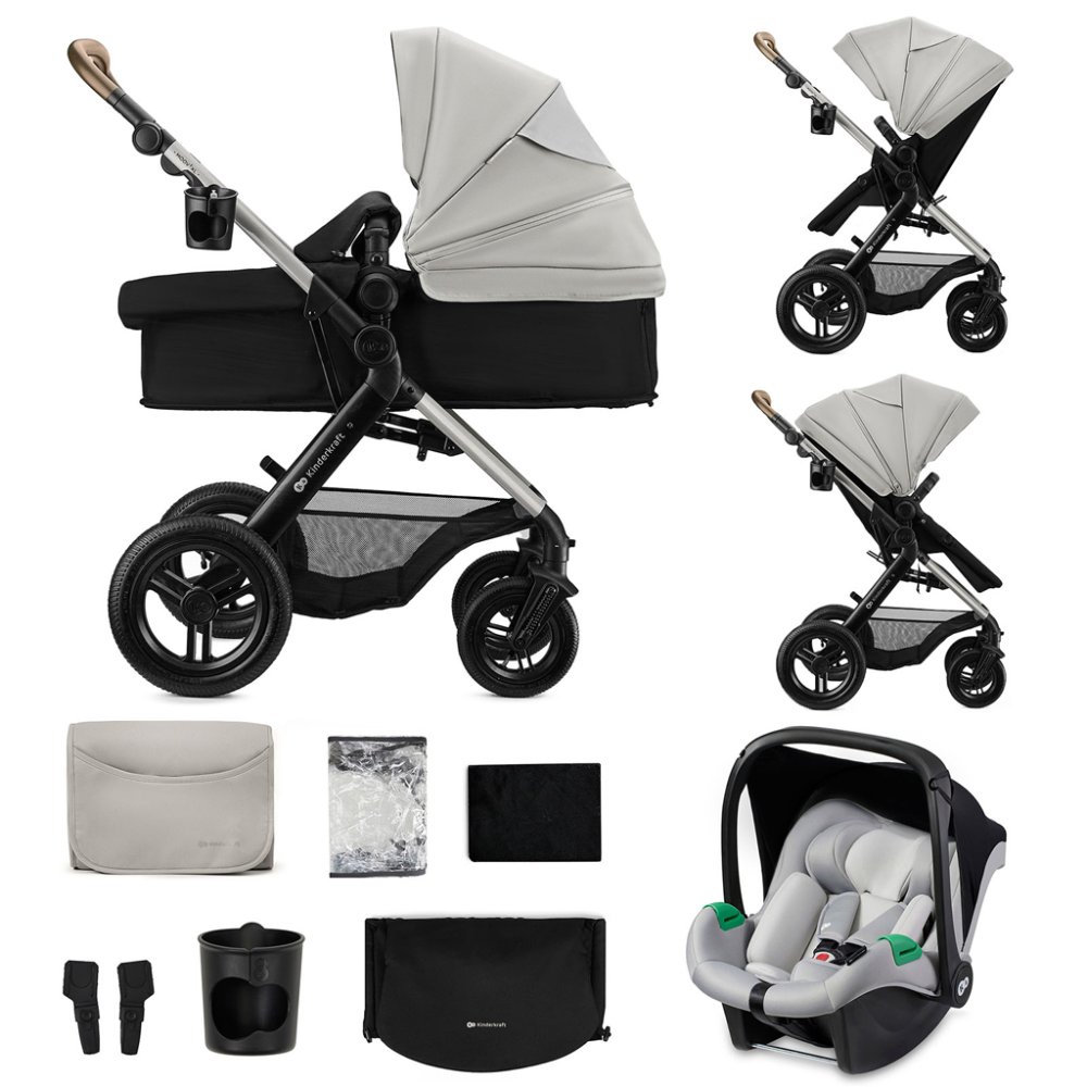 KINDERKRAFT Kočárek kombinovaný 3v1 Moov 2 XL Air Grey
