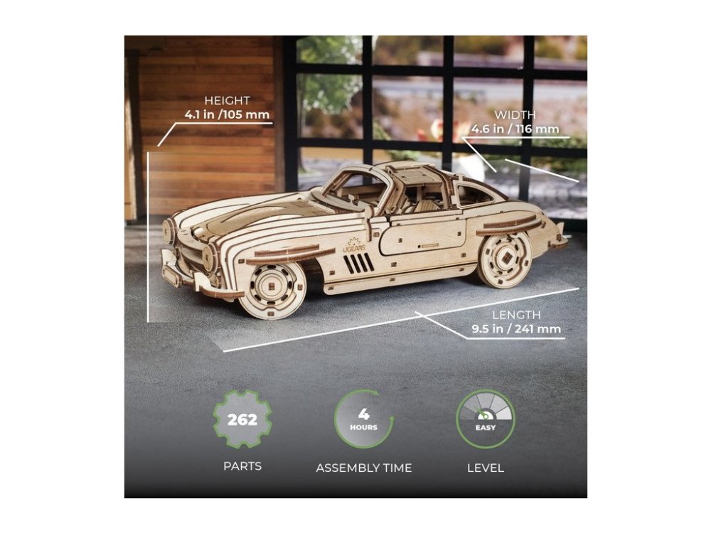 Ugears 3D dřevěné mechanické puzzle Auto Winged Sports Coupe (obrázek 2)