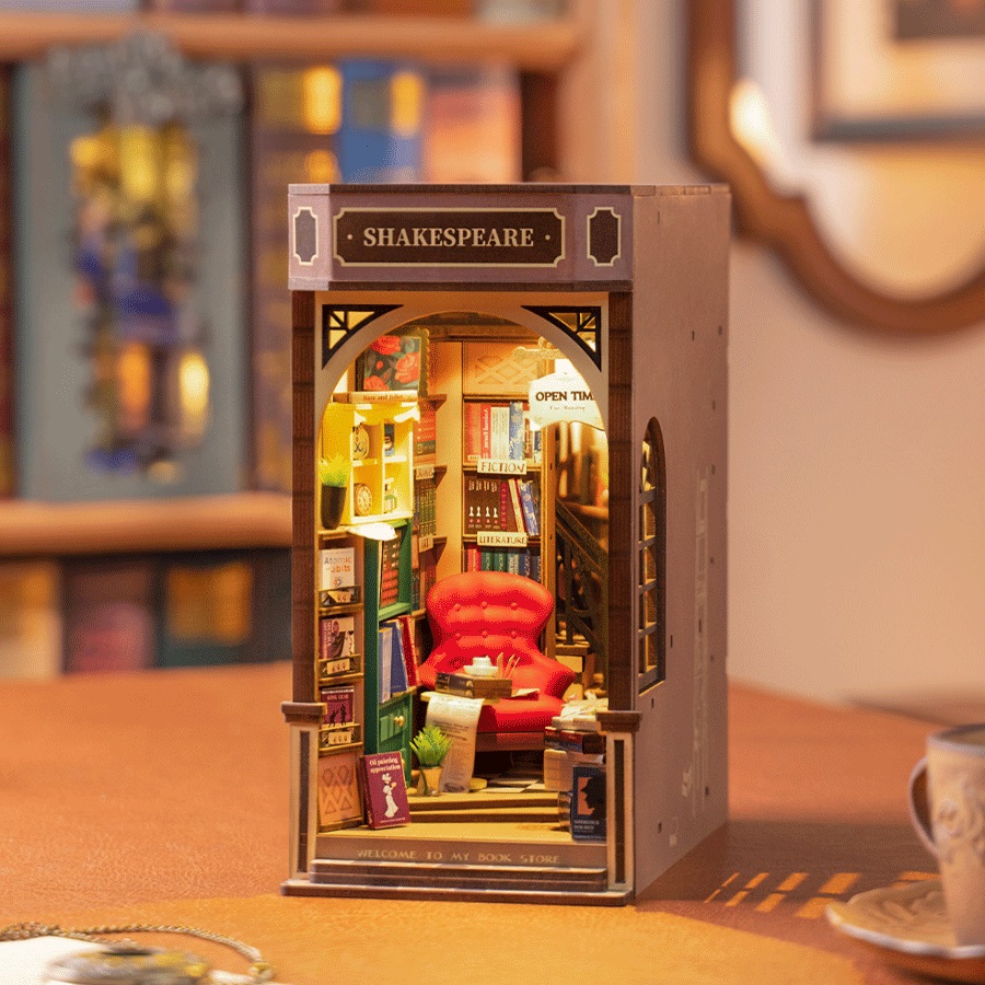 RoboTime 3D skládačka Zarážka na knihy Miniatura domečku Knihkupectví (obrázek 5)