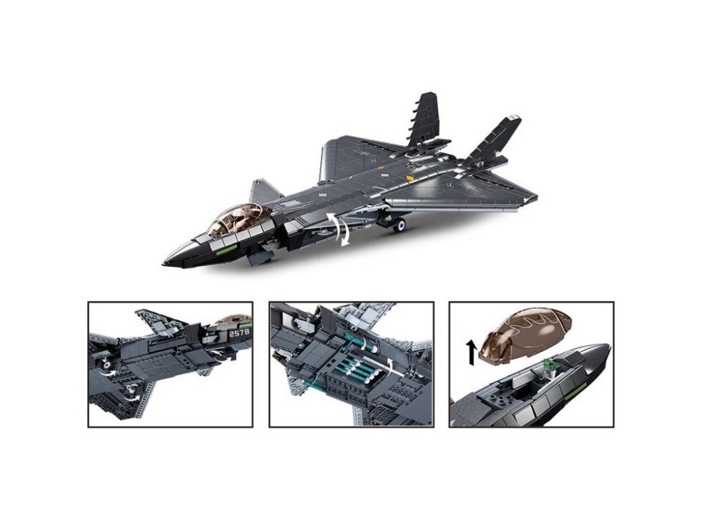 Sluban Army Model Bricks Neviditelný letoun J-20 s kovovým povlakem (obrázek 5)