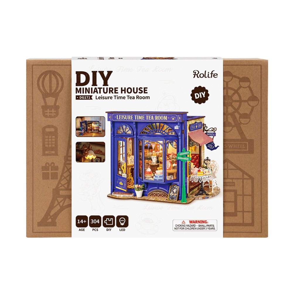 RoboTime 3D dřevěná skládačka Miniatura domečku Čajovna pro chvíle pohody (obrázek 10)