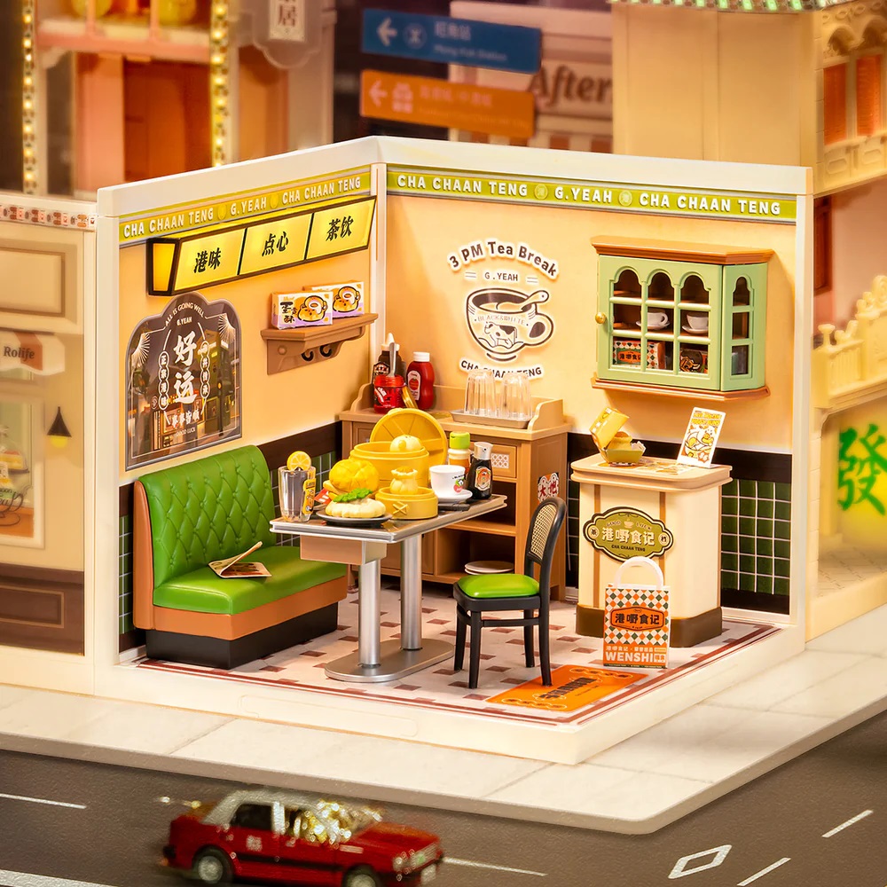 RoboTime 3D dřevěná skládačka Miniatura domečku Hongkongská kavárna (obrázek 4)