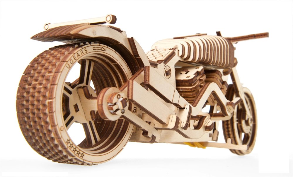 Ugears 3D dřevěné mechanické puzzle VM-02 Motorka (chopper) (obrázek 3)