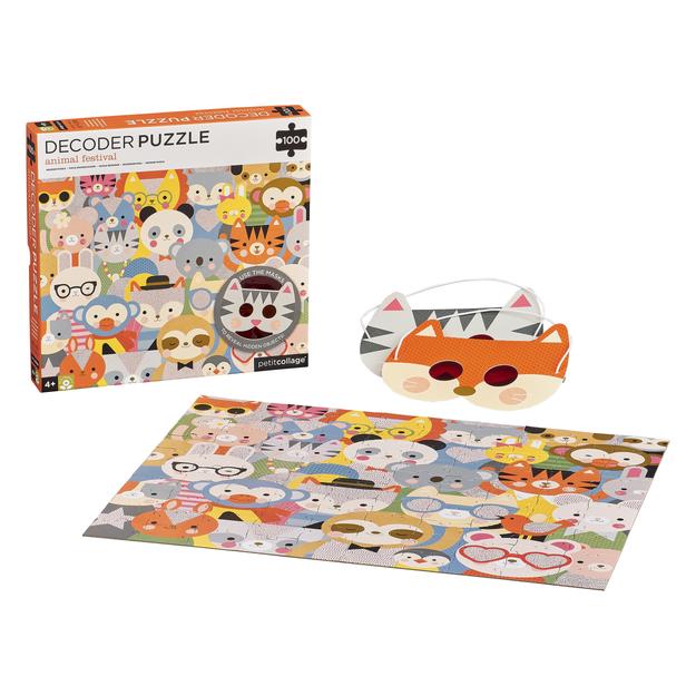 Petit Collage Puzzle zvířátka 100 ks s 3D brýlemi (obrázek 3)