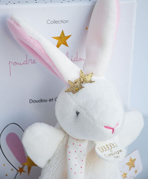 Doudou Dárková sada - Hračka s úchytem na dudlík králíček 15 cm (obrázek 6)