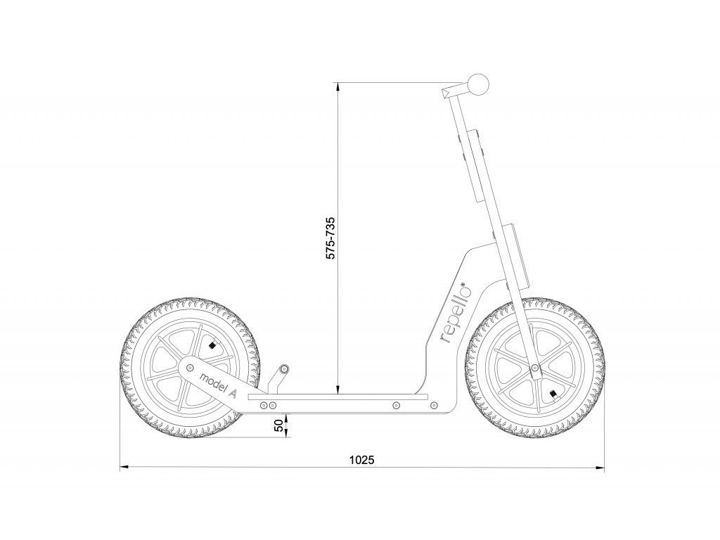 Trettroller RePello - Modell A - Naturell