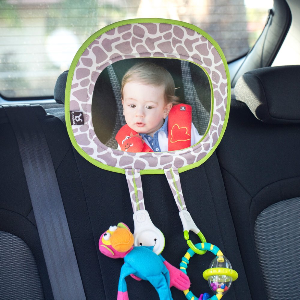 BENBAT Specchio Per Auto Per Bambini Con Pratiche Maniglie Per Giocattoli, Giraffa 0m+