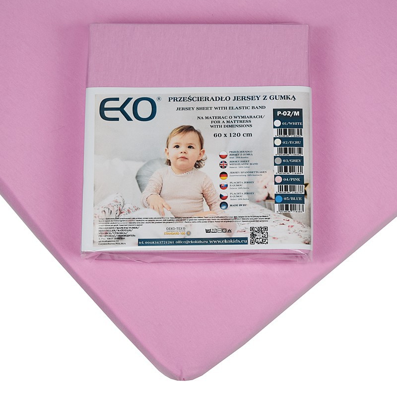 EKO Laken Met Elastiek Jersey Roze 120x60 Cm