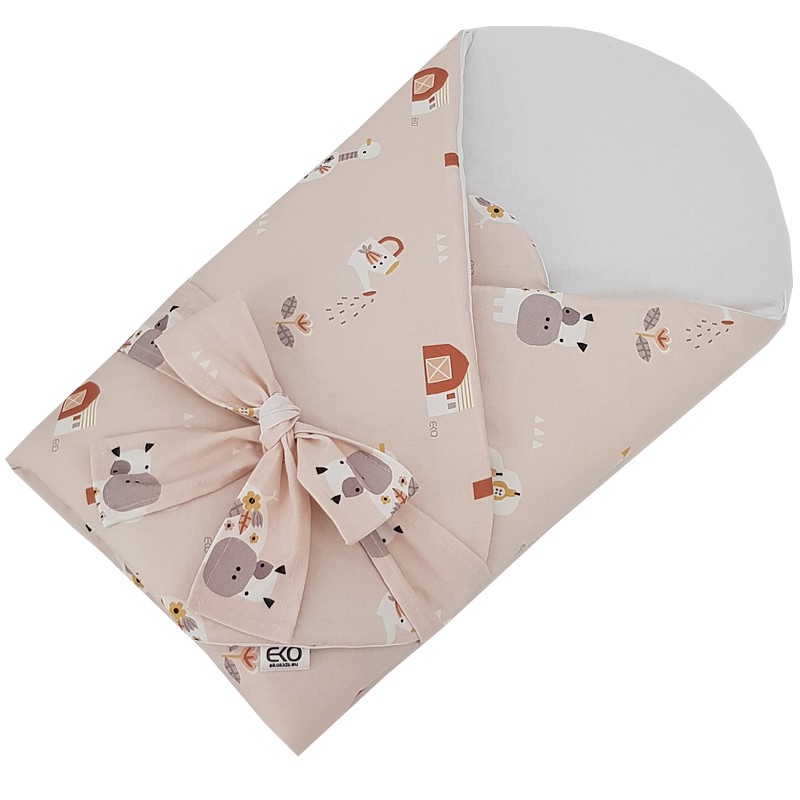 EKO Lange en coton avec insert amovible en noix de coco et nœud My farm Rose poudré 75x75 cm – Image 4