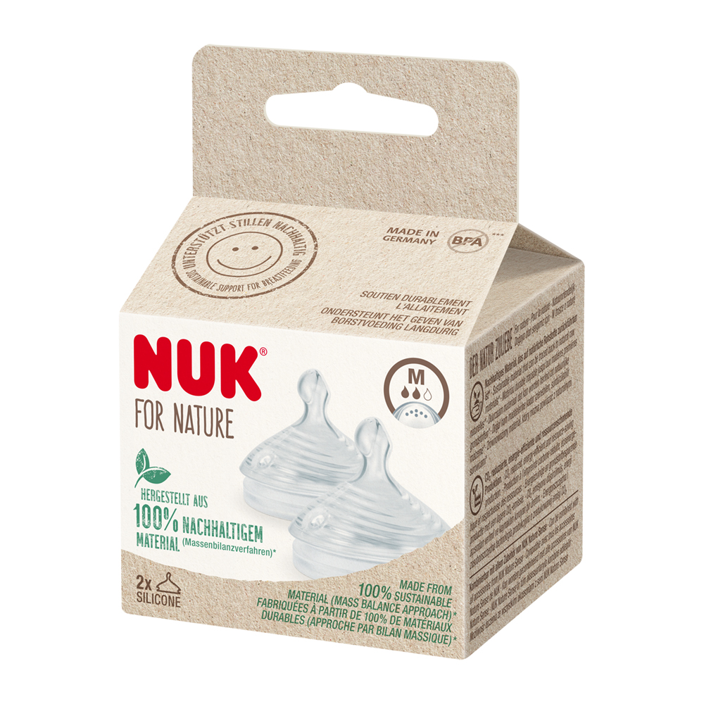 NUK Pour La Taille De La Tétine Du Biberon Nature M, 2 Pc