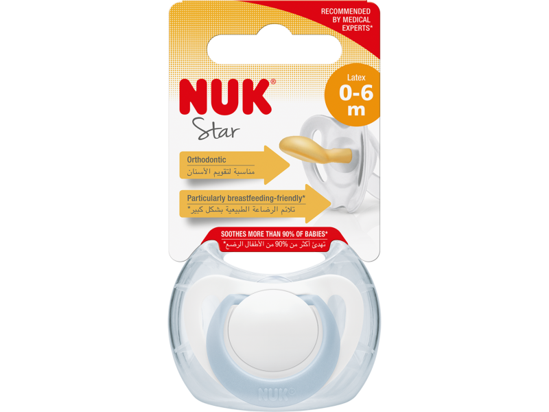 NUK Pacifier Star Latex 0-6m. Box Blue