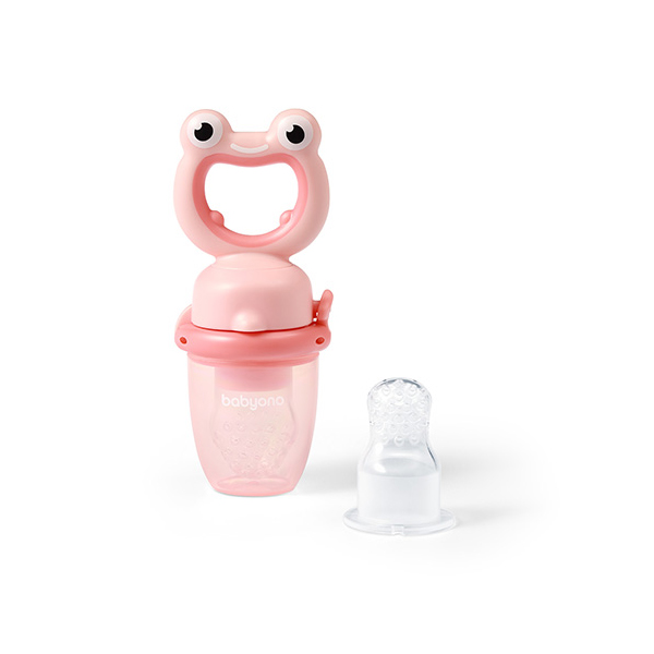 BABYONO Silikon-Schnuller Zum Füttern Von Frog Pink Ab 6 Monaten