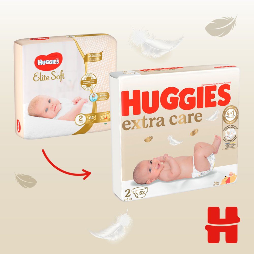 HUGGIES® Extra Care Disposable Diapers 2 (3-6 Kg) 82 Pcs