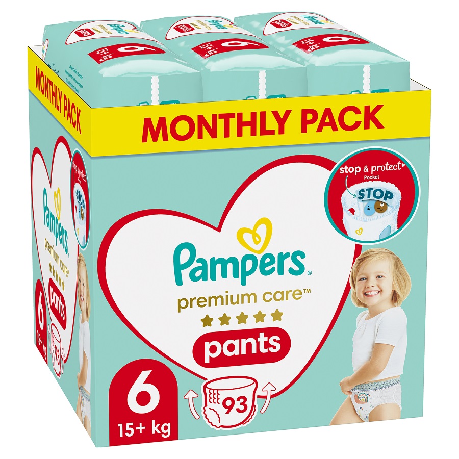 PAMPERS Premium Care Couche-culotte taille 6 (15+ kg) 93 pièces