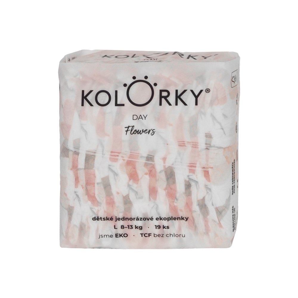 KOLORKY DAY Luiers Wegwerp Eco, Bloemen L (8-13 Kg) 19 St