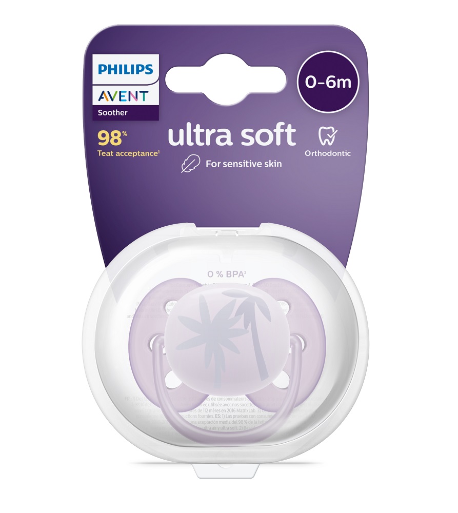 Sucette Philips AVENT Ultrasoft Premium 0-6m Violet, 1 Pc