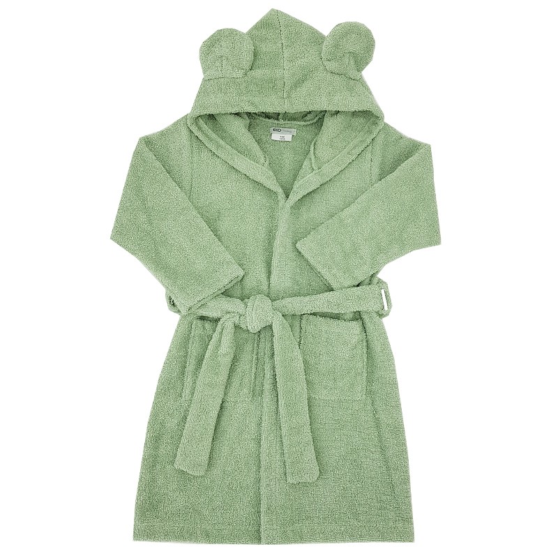 EKO Cotton Bathrobe With Hood And Ears Olive Green Size L 80-86