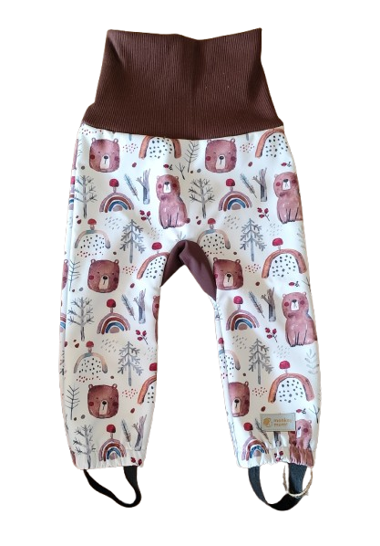 Kinder mitwachsende Softshellhose mit Membran Monkey Mum® - Teddybär im Wald 74/80