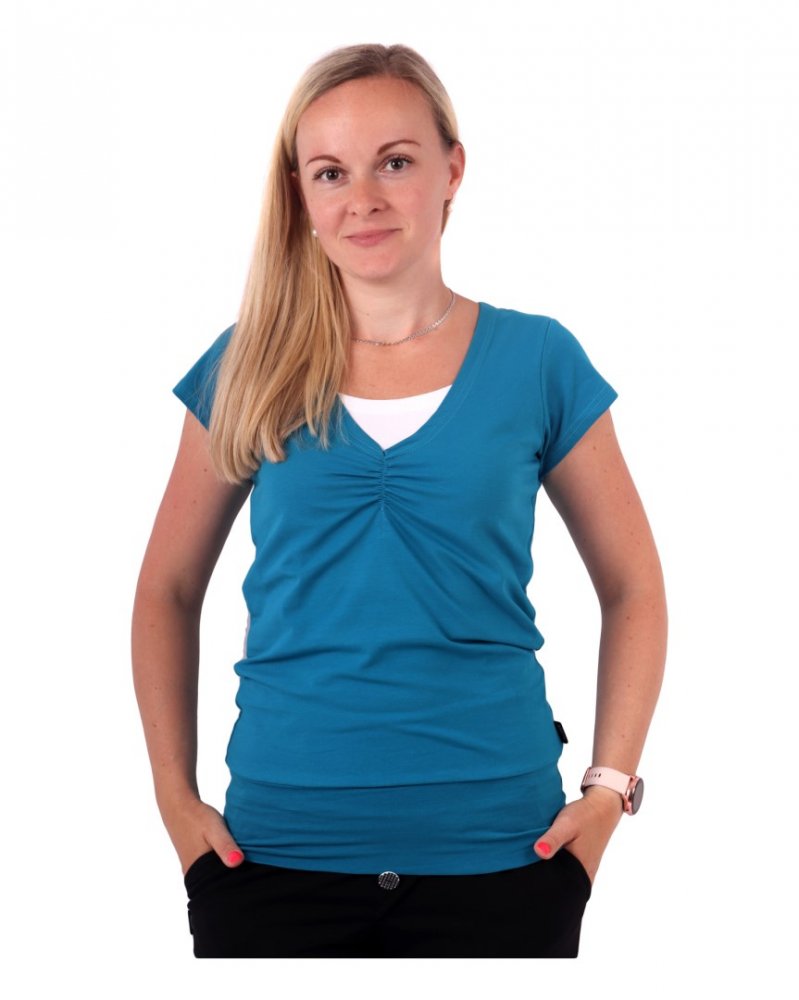 T-shirt d'allaitement KARLA, manches courtes, turquoise foncé M/L – Image 3