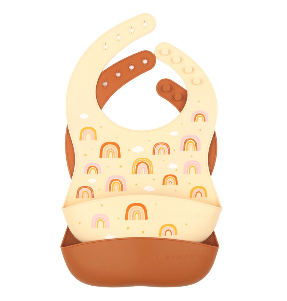 A Little Lovely Company - Lot de 2 bavoirs en silicone - arc-en-ciel