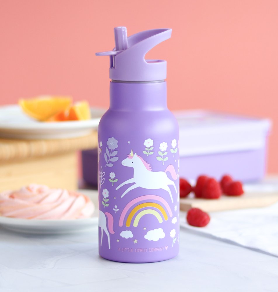 A Little Lovely Company - bidon ze stali nierdzewnej, 350 ml - jednorożce i tęcza - obrazek 5
