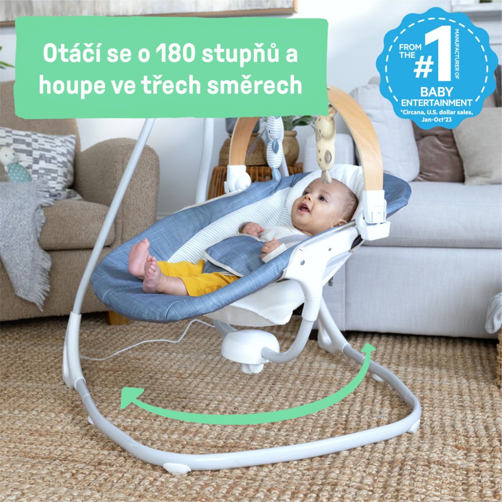 INGENUITY Balancelle musicale apaisante Chambray 0m+, jusqu'à 9 kg – Image 7