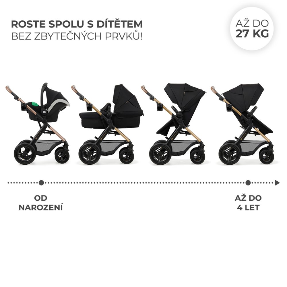 KINDERKRAFT Poussette combinée Moov 2 Air 3en1 Pure Black – Image 5