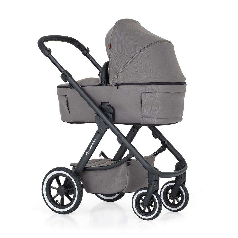 PETITE&MARS Poussette combinée ICON 2en1 Dove Grey LITE AIR + Core Pro i-Size Black Grey + Base – Image 7