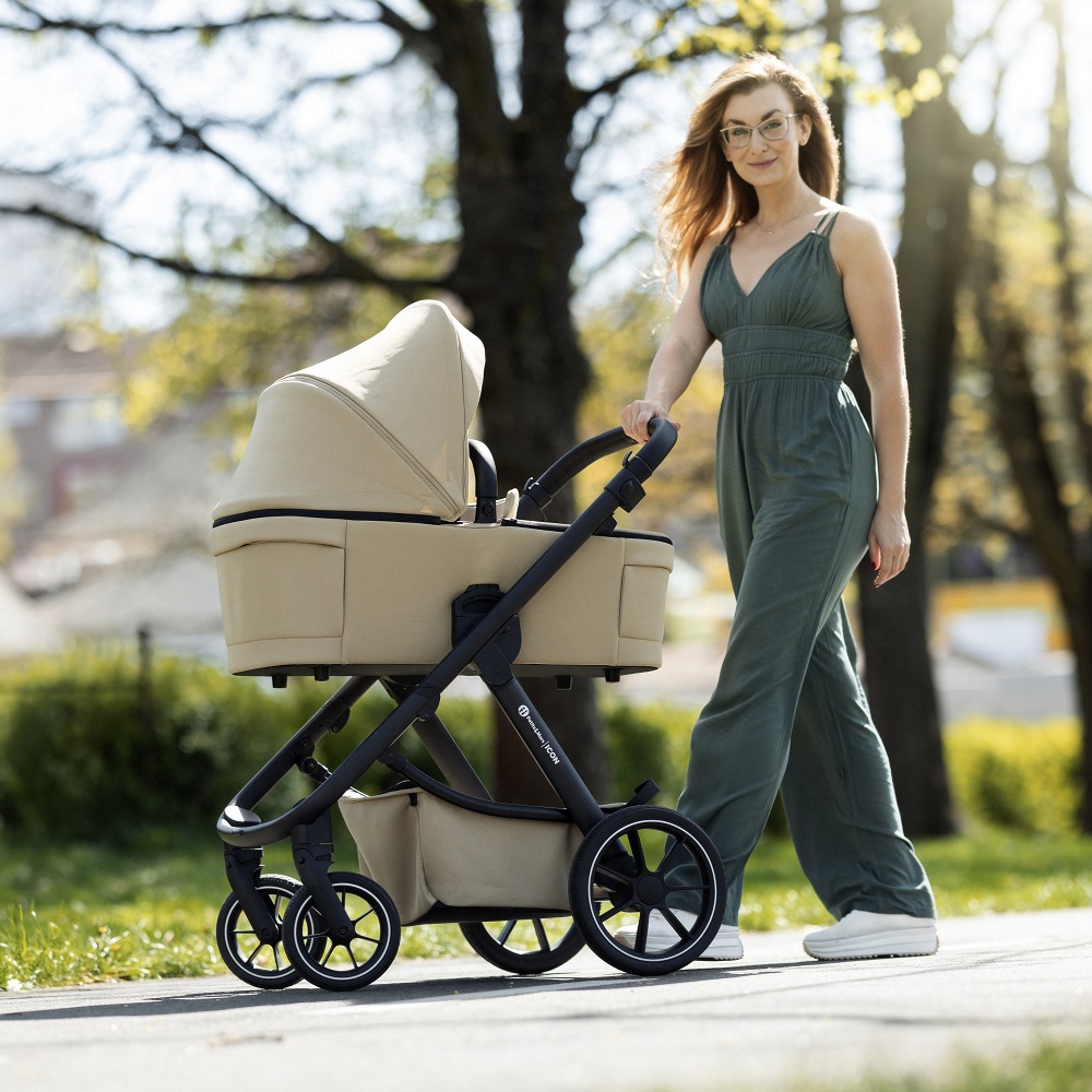 PETITE&MARS Poussette combinée ICON 2en1 Mocha Beige LITE AIR + Core Pro i-Size Noir Gris + Base – Image 4
