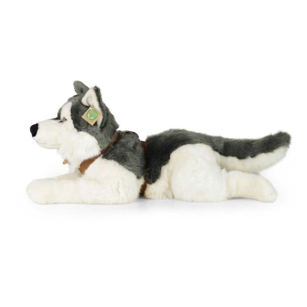 Rappa Peluche cane husky con collare sdraiato 60 cm ECO-FRIENDLY - immagine 3