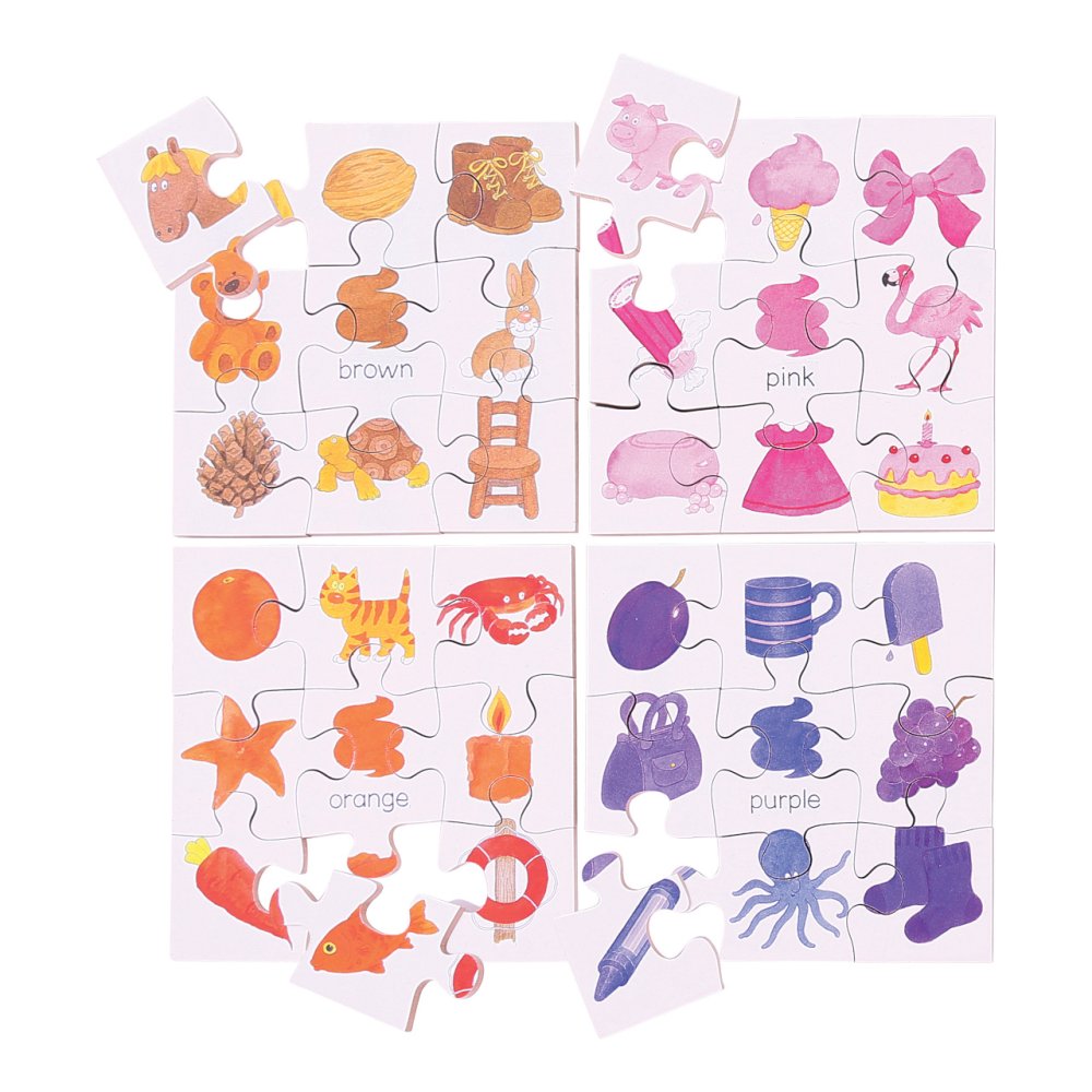 Bigjigs Toys Puzzle didáctico de madera colores 4 en 1
