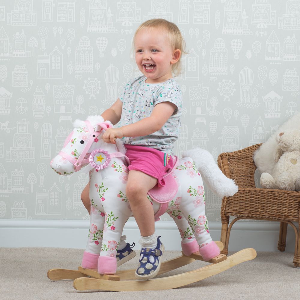 Bigjigs Toys Wooden Rocking Horse with Flowers - Image 3