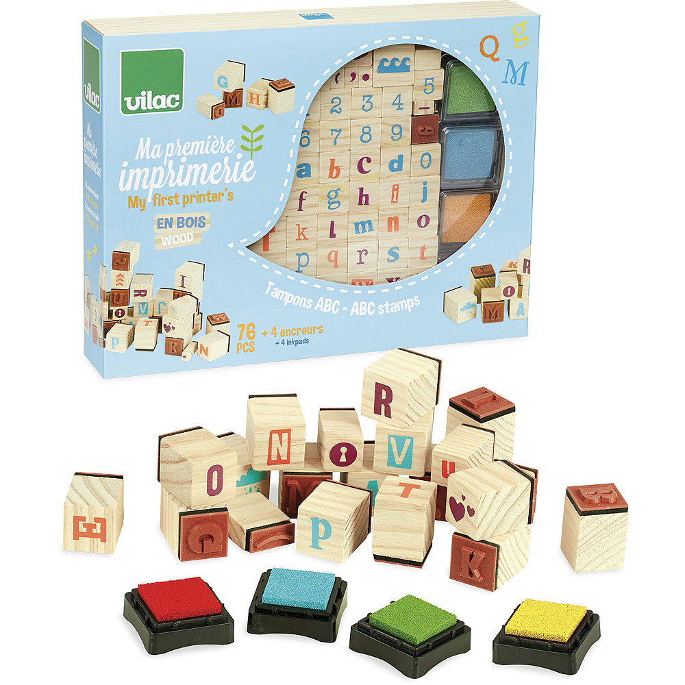 Vilac Timbres en bois Alphabet 76pcs