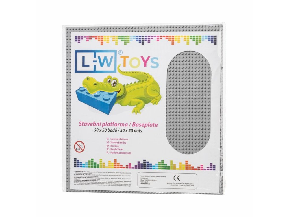 L-W Toys Nagy építőalaplap 50x50 pont szürke