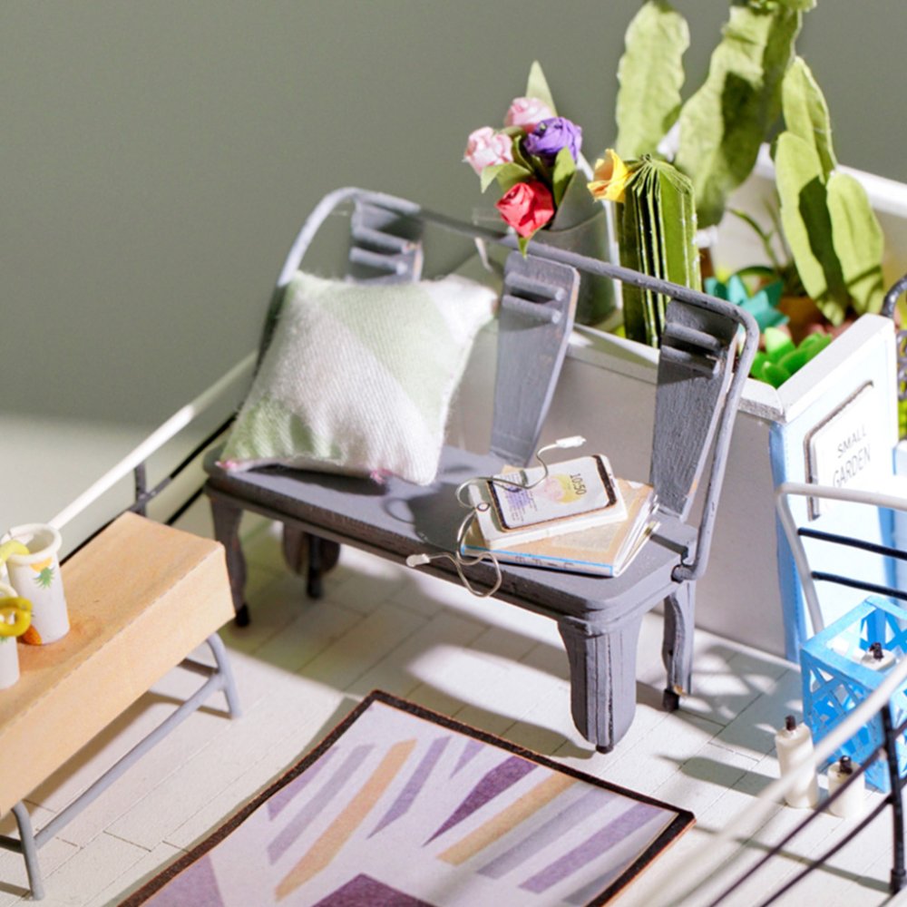 RoboTime Puzzle 3D de madera Miniatura de casa Terraza en la azotea - Imagen 5