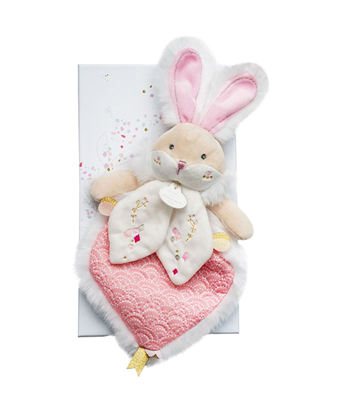 Doudou Zestaw prezentowy - Zabawka różowy przyjaciel króliczek 24 cm