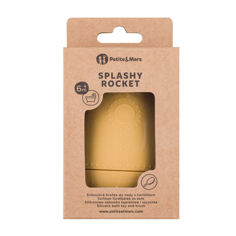 PETITE&MARS Silikon Wasserspielzeug mit Bürste Splashy Rocket Intense Ochre 6m+ – Bild 5