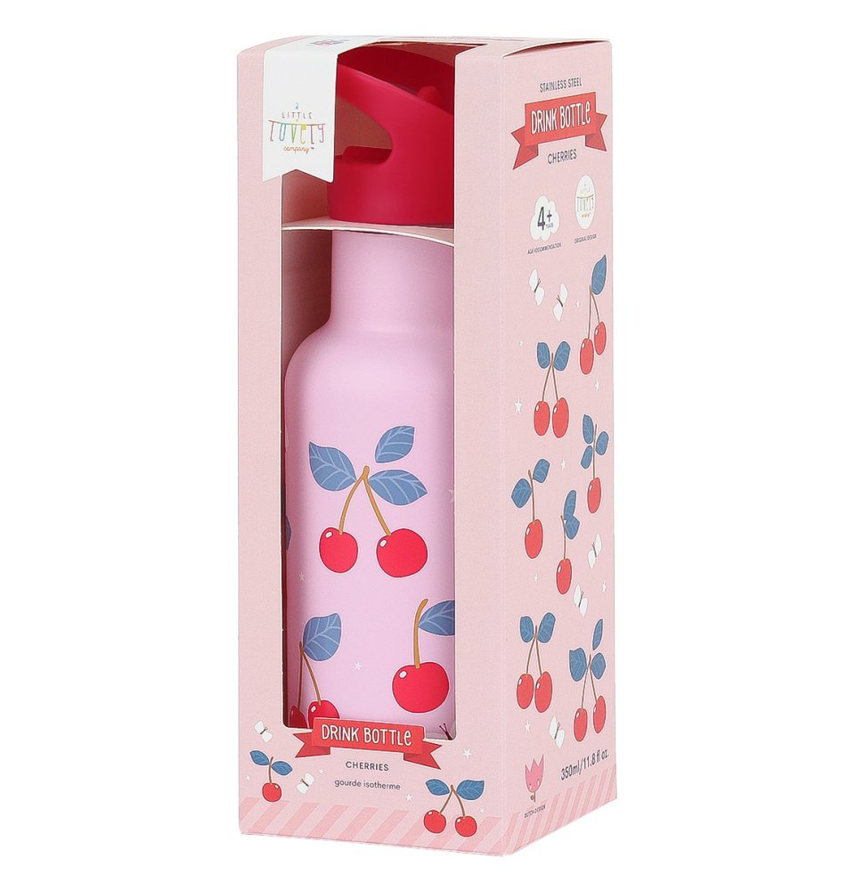 A Little Lovely Company - Botella de acero inoxidable, 350 ml - cerezas - Imagen 4