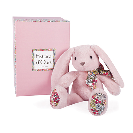 Doudou Histoire d'Ours Ami en Peluche Lapin Rose 25 cm