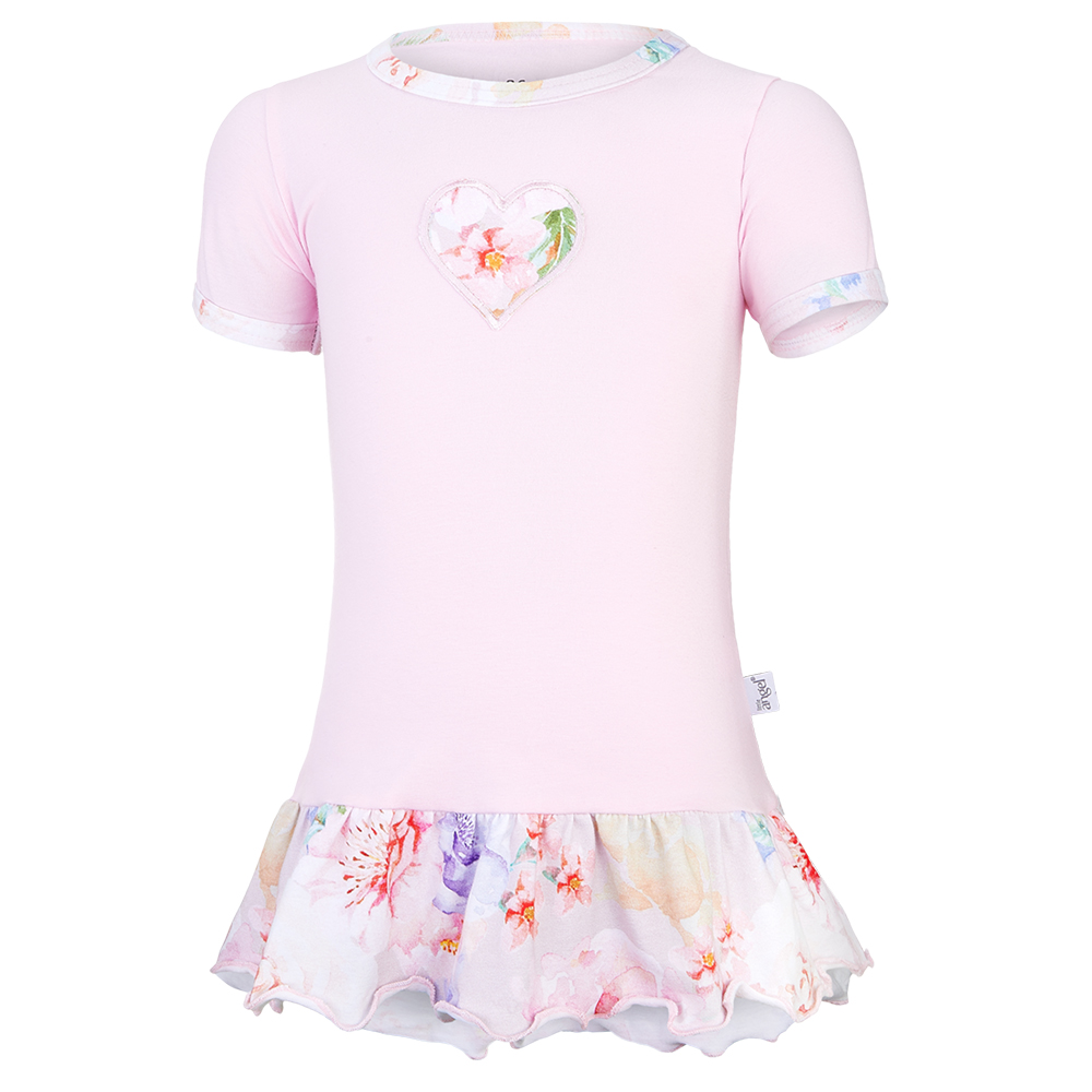 Vékony Outlast® tunika - rózsaszín baby/világos rózsaszín virágok 116