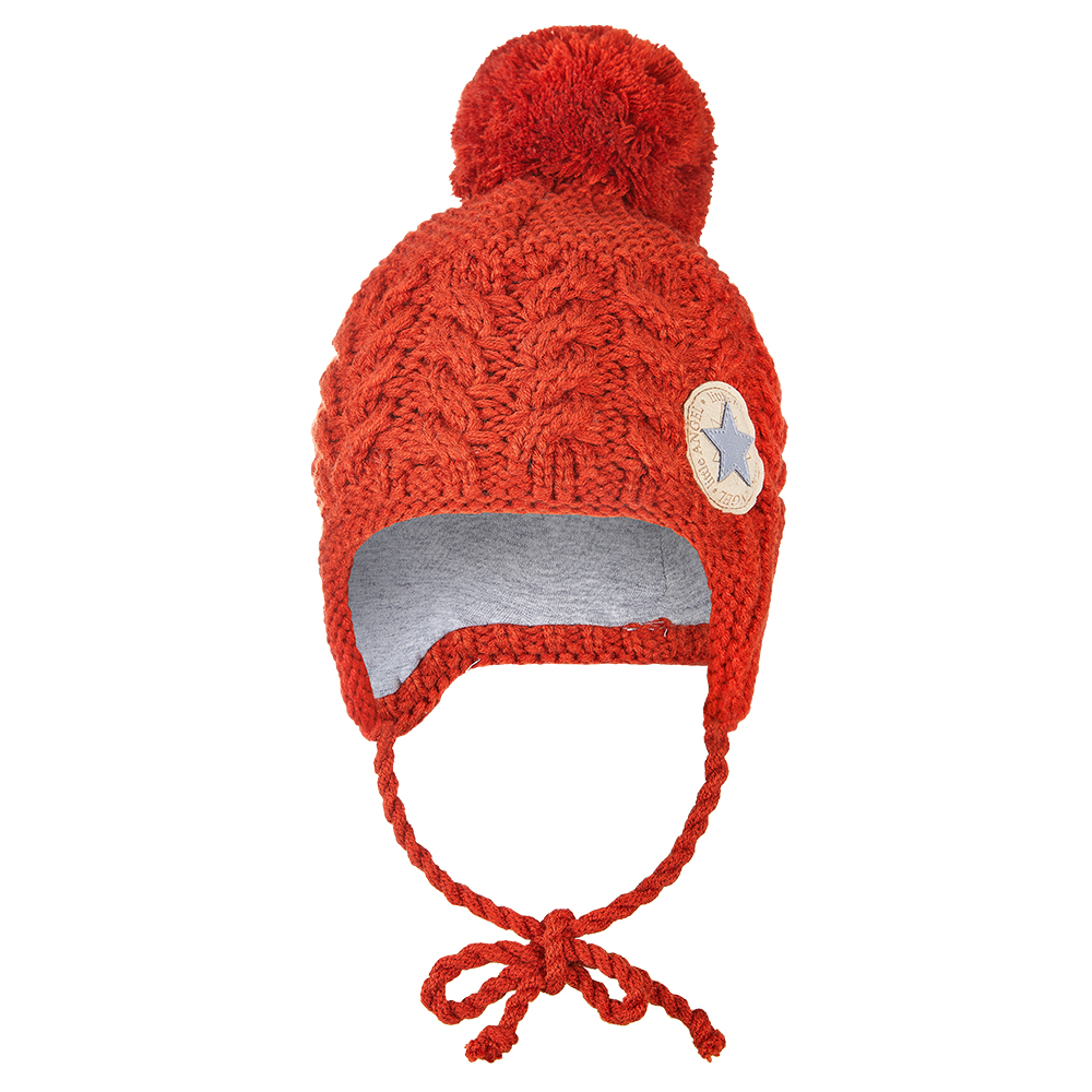 Gorro de punto con cordones y trenzas LA Outlast ® - terracota 4 | 45-48 cm